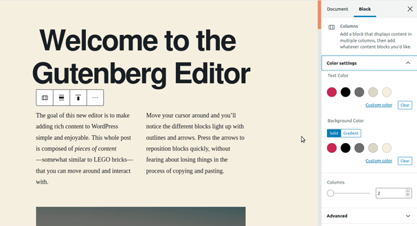 Gutenberg gradient